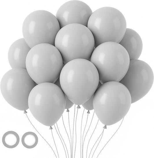 Voircoloria 105pcs Light Gray Balloons - 12 Inch Latex Party Balloons for Birthdays & Weddings