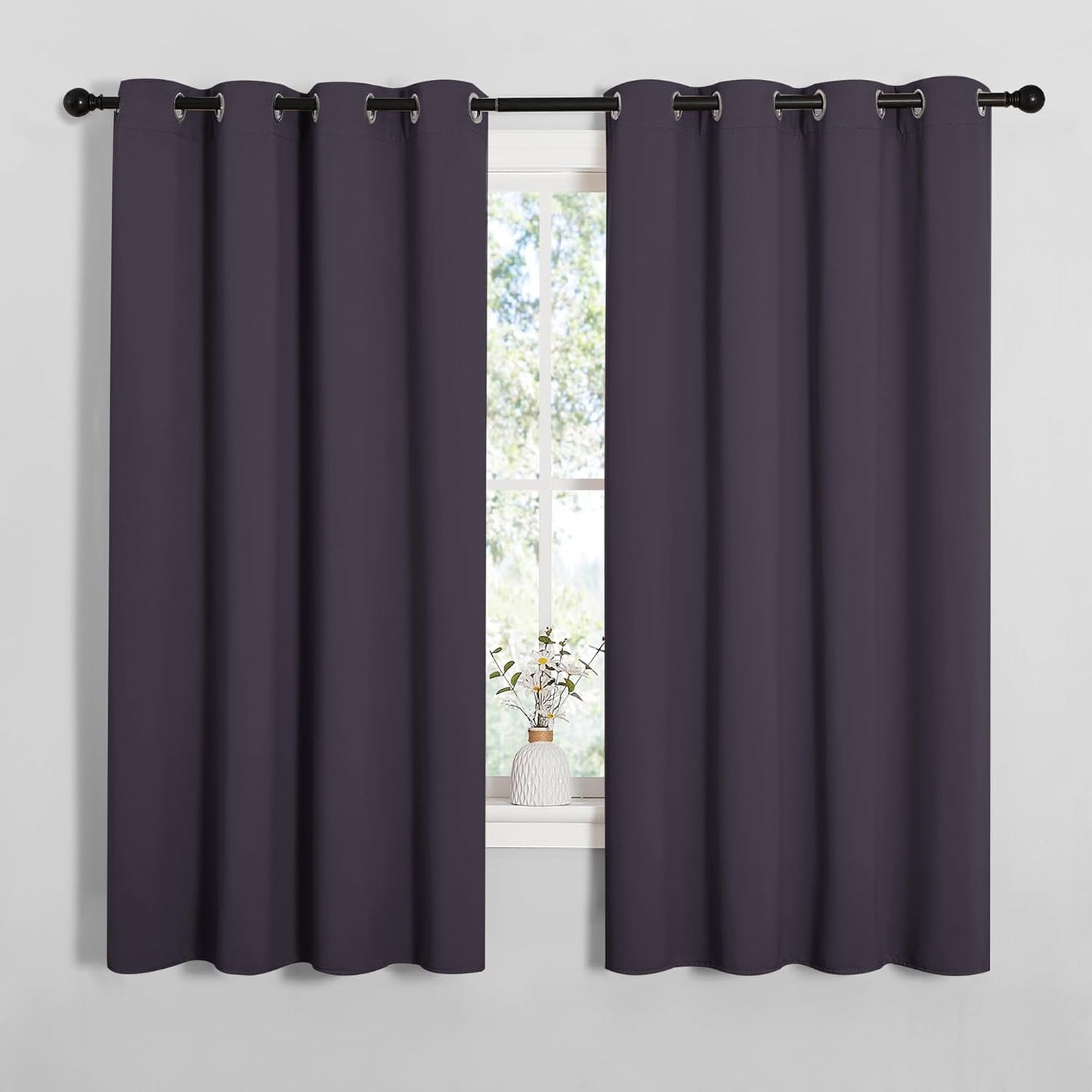 NICETOWN Greyish Purple Blackout Curtains - Thermal Insulated Drapes for Living Room | 68" Length, 2 Panels, 55" Wide