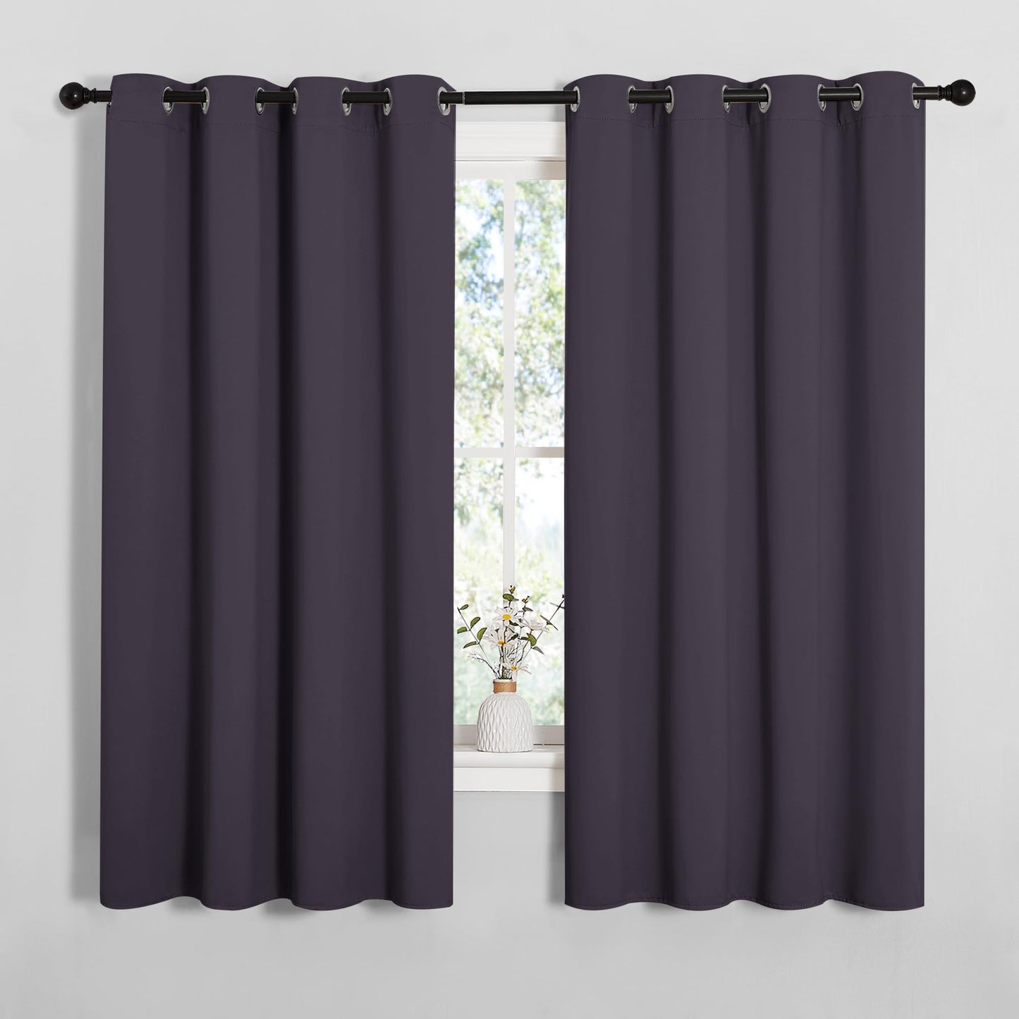 NICETOWN Greyish Purple Blackout Curtains 68 inches Length for Living Room, 2 Panels, 55" Wide, Thermal Insulated Decoration Drapes for Bedroom Window