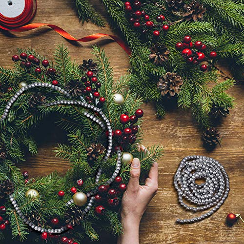 12 Feet Wooden Bead Garland for Christmas Tree Decor - Silver Gray