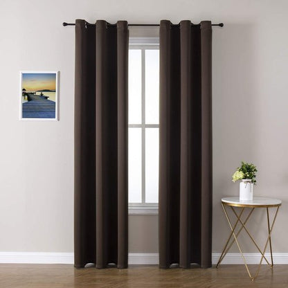 ChrisDowa Grommet Blackout Curtains - Thermal Insulated Room Darkening Panels (Brown, 42W x 84L)