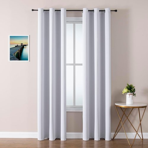 ChrisDowa Blackout Curtains - Thermal Insulated Grommet Room Darkening Panels, 42 x 78 Inch, Greyish White