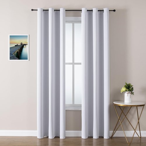 ChrisDowa Blackout Curtains 72 inches Long for Bedroom - 2 Panels Set Grommet Thermal Insulated Room Darkening Curtains for Living Room (Greyish White, 42 x 72 Inch)
