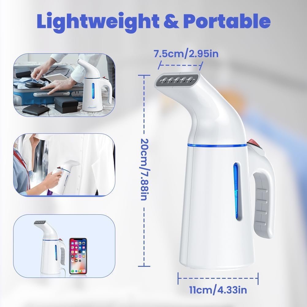 Skiennix Portable Clothes Steamer - 700W Fast Heat-Up in 40 Seconds | 120ML Water Tank, 25g/min Steam Output