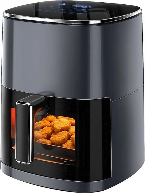 Air Fryer 6.34QT by [Brand Name] - 12-in-1 Oven with Clear Window | Rapid Air Technology, Gray