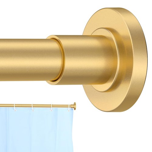 CorkLatta Gold Shower Curtain Rod 31 to 104 Inch,1 Inch Diameter Adjustable Spring Tension Curtain Rod No Drilling Stainless Steel Telescoping Rod,No Rust