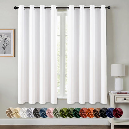 MIULEE Blackout Curtains - Thermal Insulated Room Darkening Drapes, Pure White, 63 Inches Long, 2 Panels