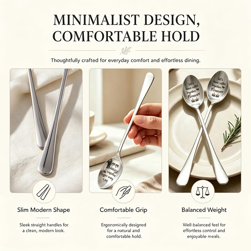 Small Best Friend Christmas Gift Card with Engraved Coffee Spoons - Friendship Set
