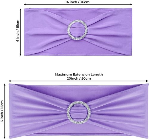 Babenest Spandex Chair Sashes - 100PCS Premium Stretch Covers with Buckle Slider for Weddings & Events | Purple
