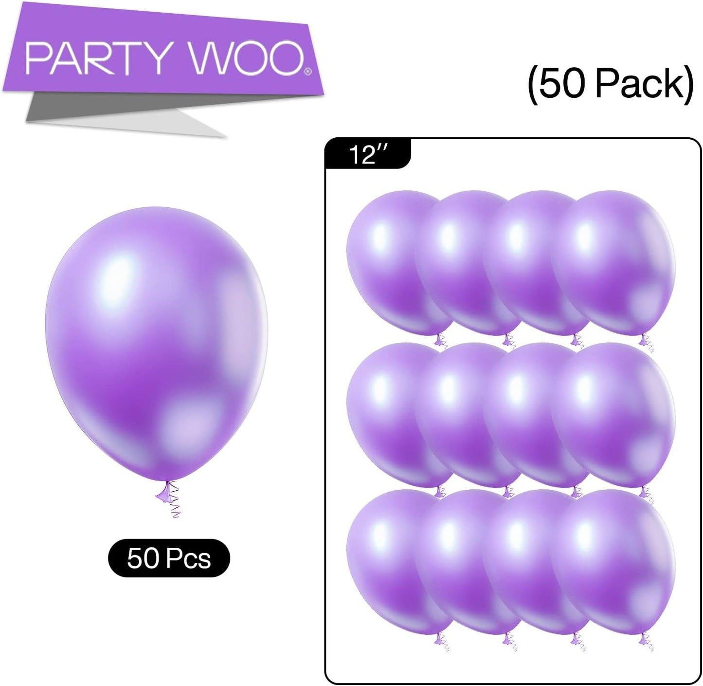 PartyWoo Dark Purple Balloons - 50 Pcs 12 Inch Pearl Latex Helium Balloons for Celebrations