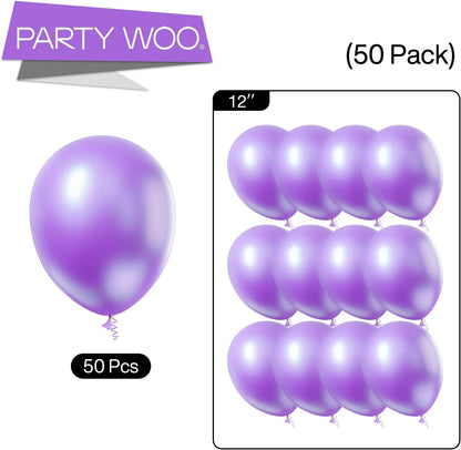 PartyWoo Dark Purple Balloons - 50 Pcs 12 Inch Pearl Latex Helium Balloons for Celebrations