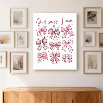 Redland Art Pink Bow Wall Art - Framed Canvas 11.5x15 Inches | Inspirational Christian Quotes for Teen Girls' Rooms