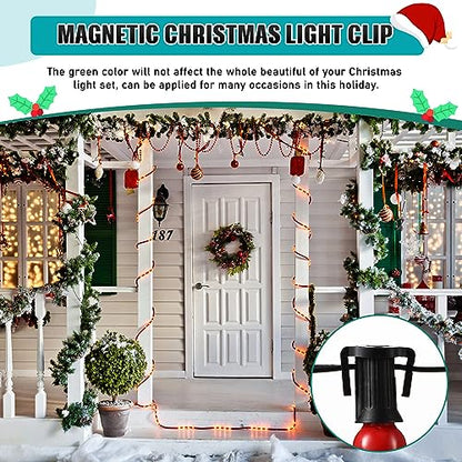 200 Pieces Magnetic Christmas Light Clips for C9 Bulbs - Black Square