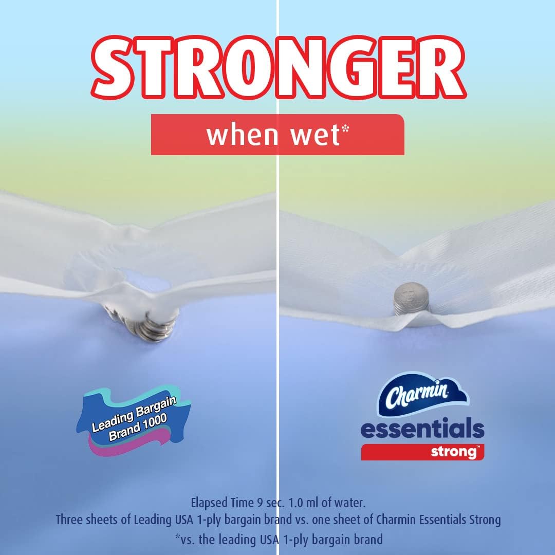 Charmin Essentials Strong Toilet Paper - 9 Mega Rolls for Ultimate Strength & Softness