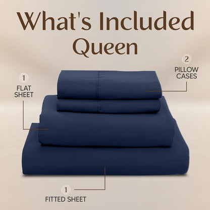 Utopia Bedding Queen Size Sheet Set - Soft & Breathable 4-Piece Microfiber in Navy | Oeko-Tex Certified