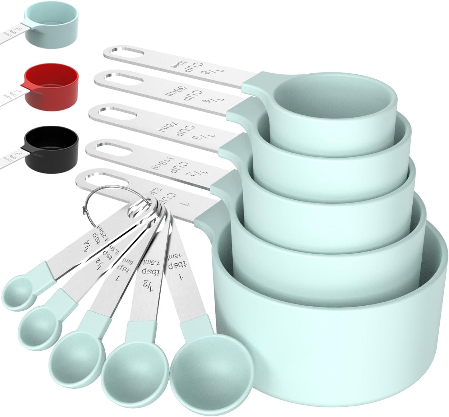 TILUCK Measuring Cups & Spoons Set - Stackable Kitchen Gadgets with Stainless Steel Handles | Green