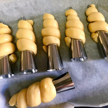 Skiennix Baking Cones - 6-Pack Stainless Steel Spiral Croissant Tubes | 5.5 Inch Dessert Molds