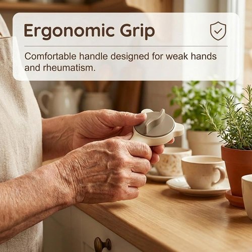 2026 Upgrade Jar Opener by [Brand Name] - 4-in-1 Multi-Function Tool for Seniors | Adjustable Stainless Steel Lid Remover (Beige)