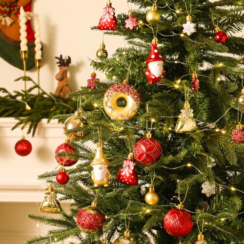 60pcs Christmas Ornaments Set - Shatterproof Plastic Decor, Red & Gold