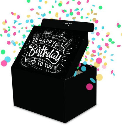 FETTIPOP Confetti Surprise Gift Box - Black Premium Exploding Prank Kit | 7.2x5.5x4.3 in.