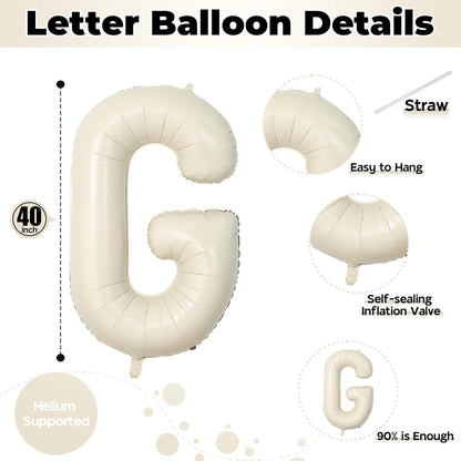 Skiennix 40-Inch Custom Letter Balloon - Giant Cream White G Foil Mylar for Birthday Party Decor