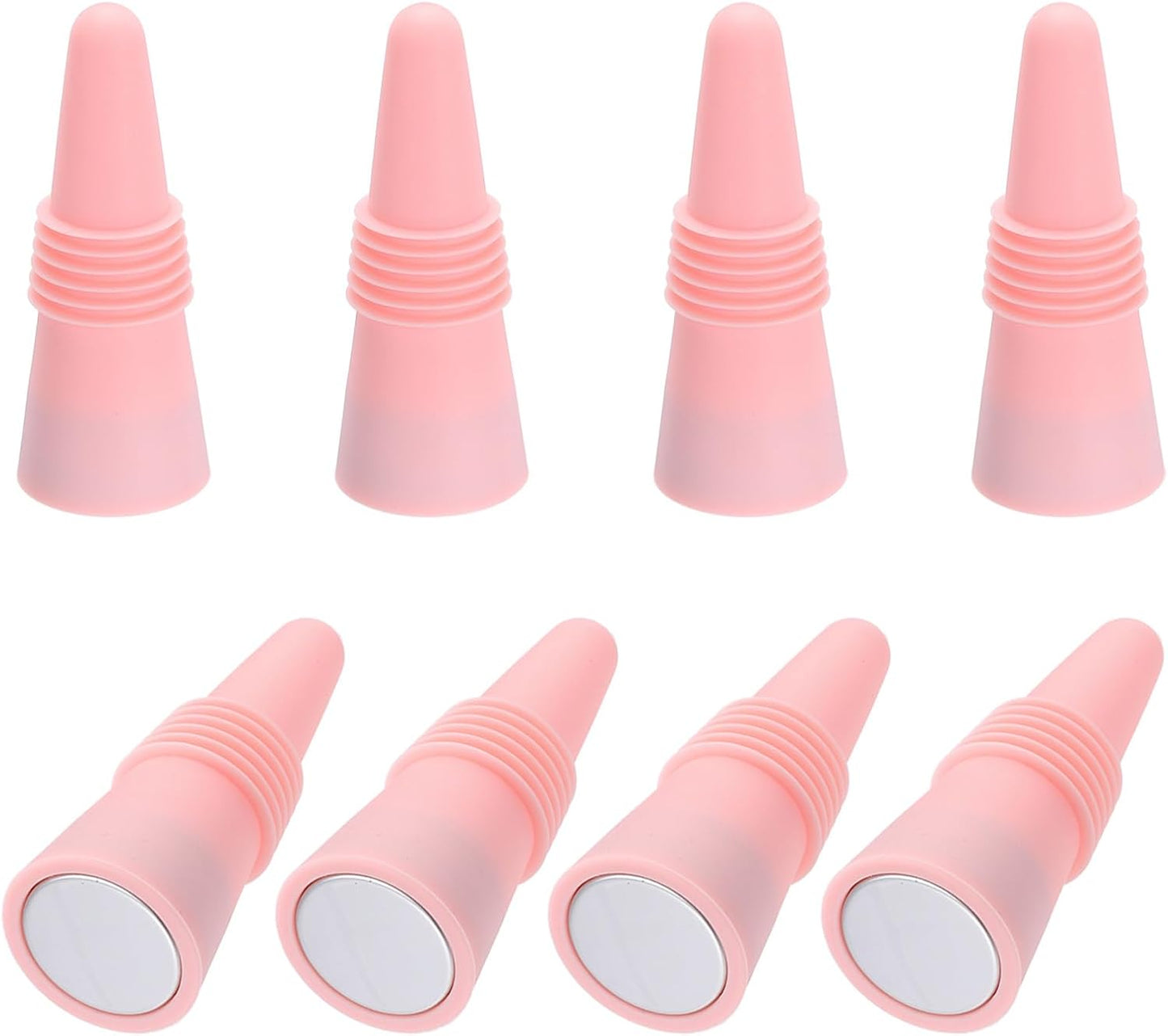 MECCANIXITY 8Pcs Wine Stoppers High Temp Silicone Plug T Shaped Wine Bottle Stopper Wine Outlet Cap Bottle Cover, Nordic Pink