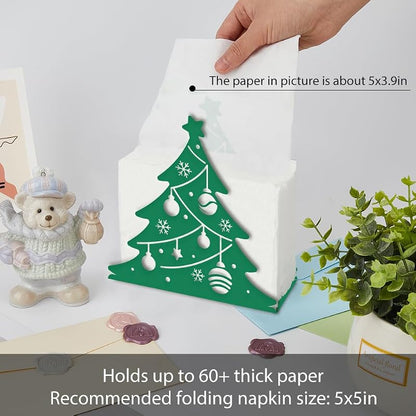Christmas Tree Napkin Holder - Green Iron Tabletop Dispenser with Lights (Variation: Christmas Tree)