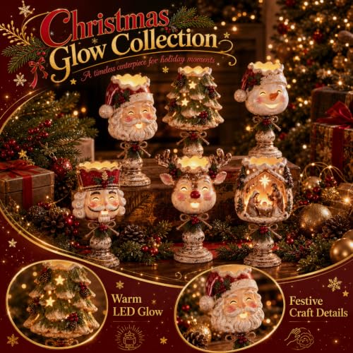 Christmas Heirloom Glow Candle Holder - Vintage Cottage Style, Style A