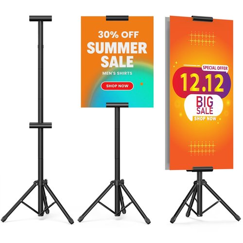 Netuaoo Poster Stand Banner Stand Poster Board Stand Foldable Floor Standing Sign Holder Adjustable Height Up to 88" Double Sided Tripod Retractable Banner for Wedding, Restaurant , Business, Supermarket Indoor Outdoor Poster (suitable for hard posters)