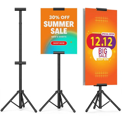 Netuaoo Poster Stand Banner Stand Poster Board Stand Foldable Floor Standing Sign Holder Adjustable Height Up to 88" Double Sided Tripod Retractable Banner for Wedding, Restaurant , Business, Supermarket Indoor Outdoor Poster (suitable for hard posters)