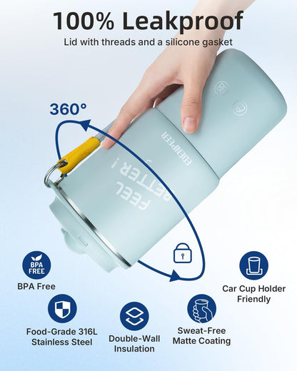 Self Heating Coffee Mug - 14oz Electric Travel Mug with 120W Fast Heating & Leak-Proof Lid | Perfect for Home, Office & Travel
