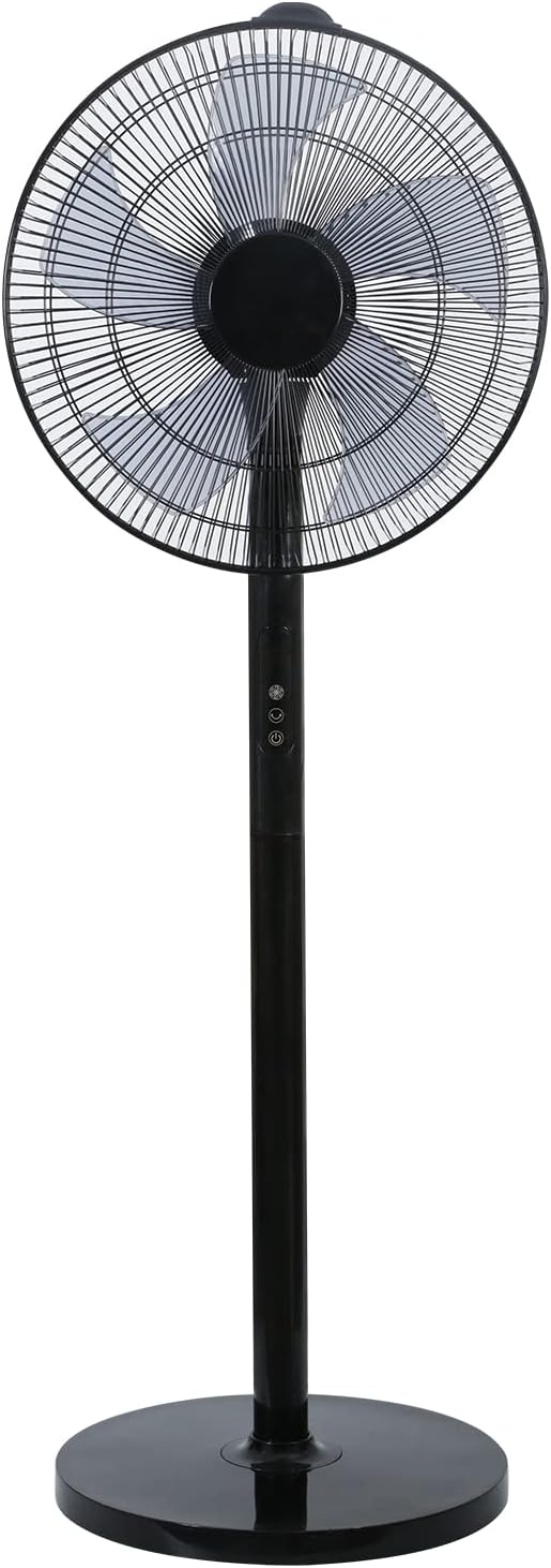 Simple Deluxe 16-Inch Stand Fan - Height Adjustable Pedestal Fan with Remote Control & 90-Degree Oscillation | Black