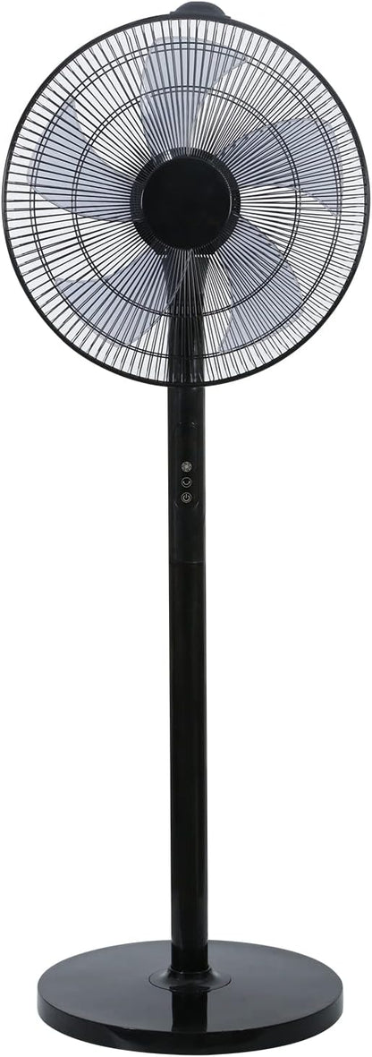 Simple Deluxe 16-Inch Stand Fan - Height Adjustable Pedestal Fan with Remote Control & 90-Degree Oscillation | Black