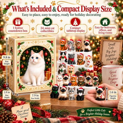Cat Advent Calendar 2026 Christmas Countdown Kitten 3D Figure Set - 1pc