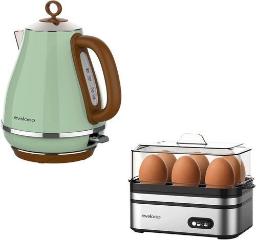 Evoloop Rapid Egg Cooker - Electric 6-Egg Capacity with 1.7L Electric Kettle | Perfect Breakfast Solution
