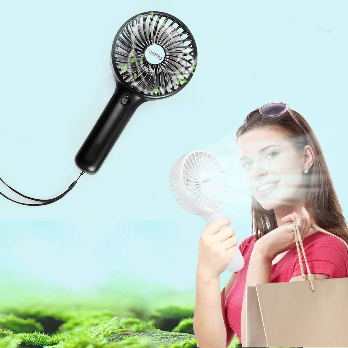 Miady Portable Handheld Fan - 5000mAh Mini USB with 3 Speeds | Strong Wind for Travel & Office