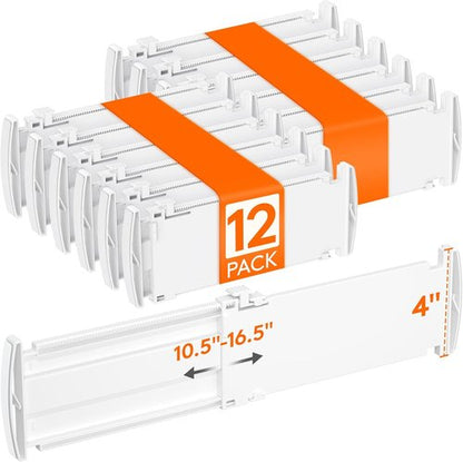 Lifewit Drawer Dividers - Expandable 12-Pack Adjustable Organizers for Clothes | 27-42cm/10.5-16.5" - White