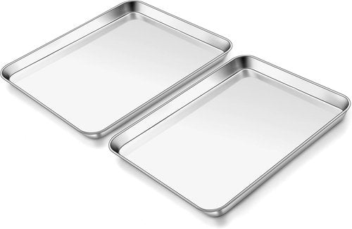 Homikit Baking Sheet Set - 2 Pack Stainless Steel Quarter Sheet Pans, 9 x 13 Inches, Non-Stick & Dishwasher Safe