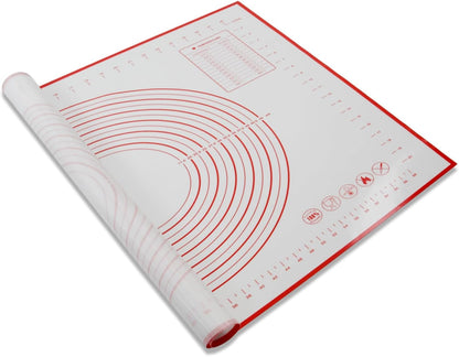 Skiennix Silicone Baking Mat - 32x24" Red Pastry Dough Kneading Sheet for Sourdough Bread