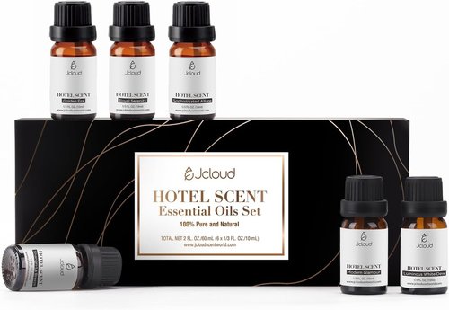 JCLOUD Essential Oils Set - Top 6 Luxury Hotel-Inspired Diffuser Oils for Home | Pure Aromatherapy - 6x10mL