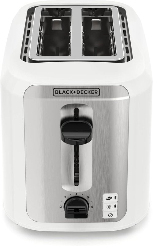 BLACK+DECKER 2-Slice Toaster - Extra-Wide Slots, 7 Shade Settings & Removable Crumb Tray | Off-White