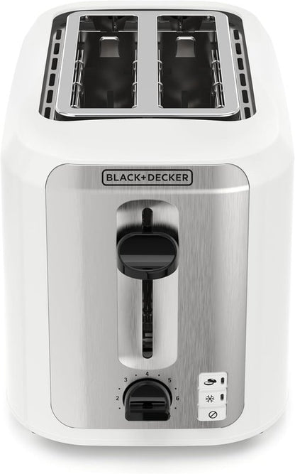 BLACK+DECKER 2-Slice Toaster - Extra-Wide Slots, 7 Shade Settings & Removable Crumb Tray | Off-White