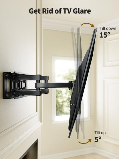 AM alphamount Full Motion TV Wall Mount for Most 37-75 Inch TVs up to 100 lbs, Swivel TV Mount with Dual Articulating Arms, Wall Mount TV Bracket Max VESA 600x400mm, Fits 16″ Wood Studs, APLF6