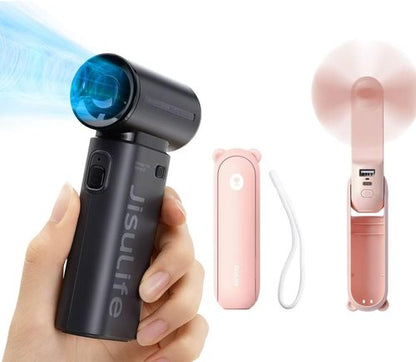 JISULIFE Handheld Mini Fan - 3-in-1 Portable Design with Turbo Power for High-Speed Air Flow