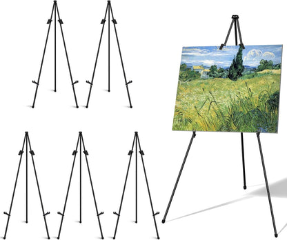 Skiennix 63" Folding Easel Stand - Portable Black Tripod for Weddings, Paintings & Crafts | 6 Pack