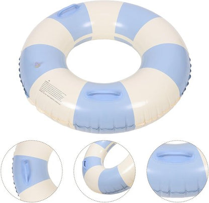 Abaodam Inflatable Swim Ring - Double Handle Water Float Tube for Summer Fun | Compact 9"x6.7" Striped Design