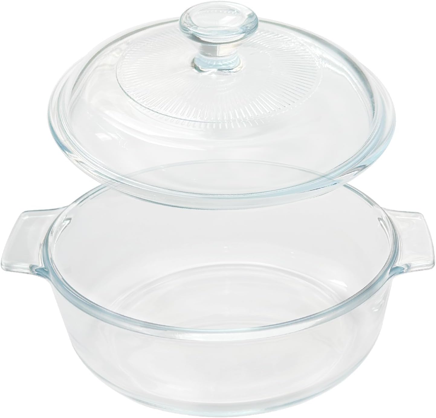 Skiennix Small Tempered Glass Casserole Dish - Round Baking Dish with Lid | 0.8L, Clear
