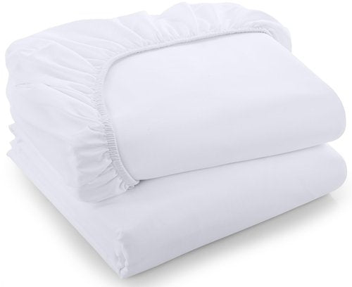 Utopia Bedding Twin Fitted Sheets - Bulk Pack of 02 Bottom Sheets - Soft Brushed Microfiber - Deep Pockets - All Around Elastic (White)
