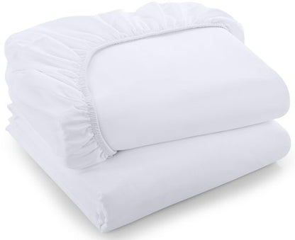Utopia Bedding Twin Fitted Sheets - Bulk Pack of 02 Bottom Sheets - Soft Brushed Microfiber - Deep Pockets - All Around Elastic (White)