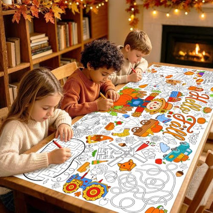 Fall Coloring Poster/Table Cover - 71 x 31.5 Inches Fall